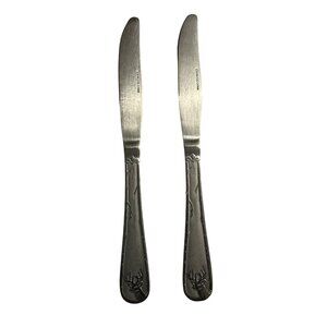 Vintage Stainless Steel Butter Knives With Deer & Forest Design